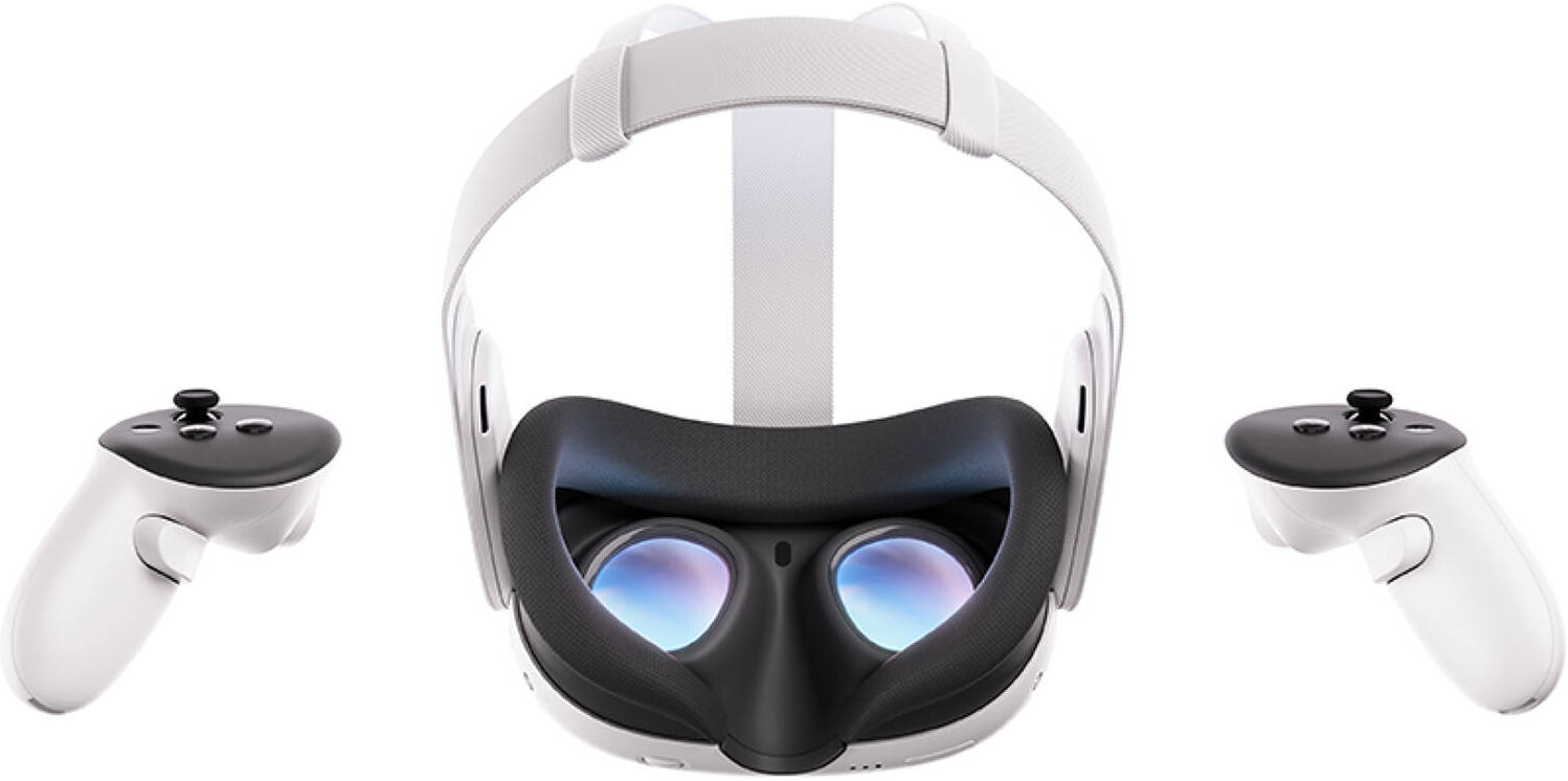 Meta Quest 3 Advanced VR Headset, 2064x2208 Resolution Per Eye, 128GB Storage, Ring-Free Touch Plus Controllers, Adjustable Strap,TruTouch Haptic Feedback, Built-In 3D Spatial Audio, White | QUEST-3