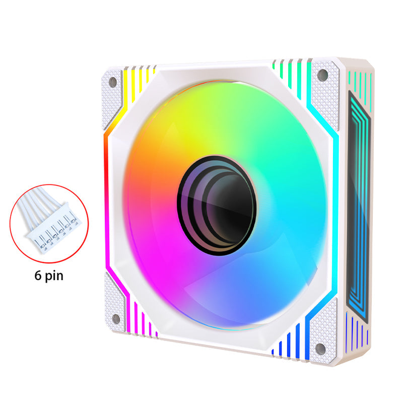 TrueNort Pc Case Fan 120mm RGB 6Pin 12V 3W White, Single Fan | LC-30-02