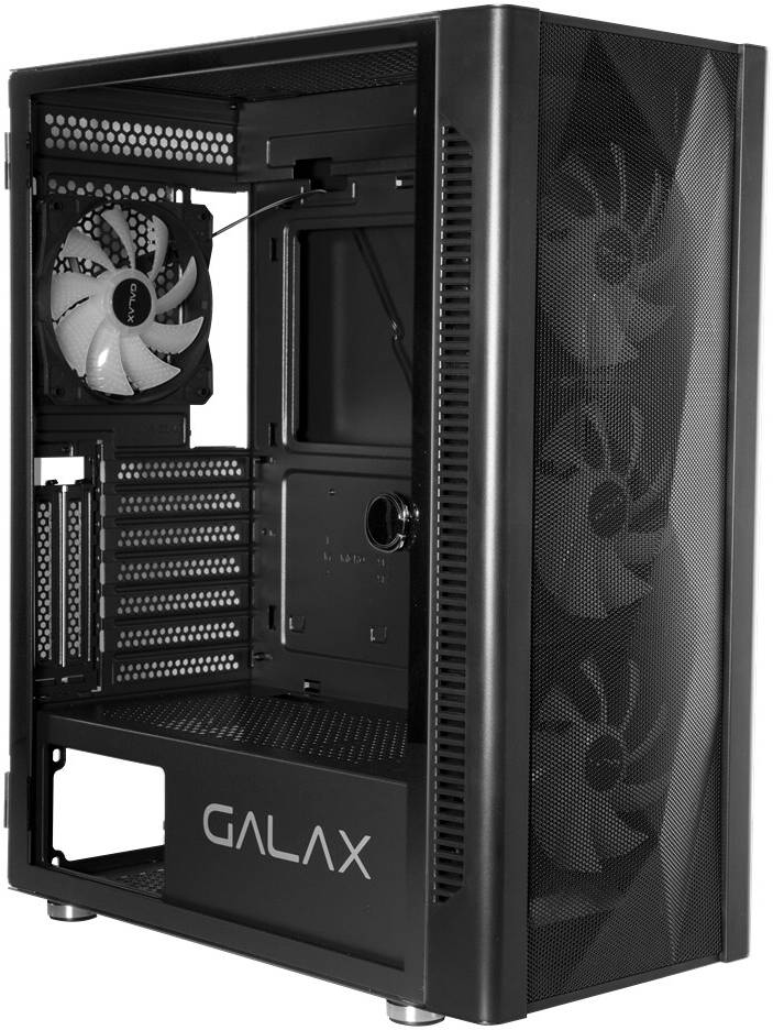 Galax Revolution 06 ATX Mid Tower Case ARGB Airflow Fits Up to 6*120mm Fans 360mm Radiators Gaming Case with USB 3.0/2.0 Interface, Glass Side Panel, Black