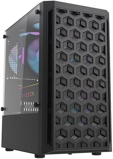 DarkFlash DK300M, Tempered Glass Computer Chassis, 0.45/0.4mm SPCC, M-ATX, ITX, HDD and SSD, USB 3.0x1, USB 2.0 x2, HD AUDIO and Power, 3 RGB Fans Pre-Installed, Black