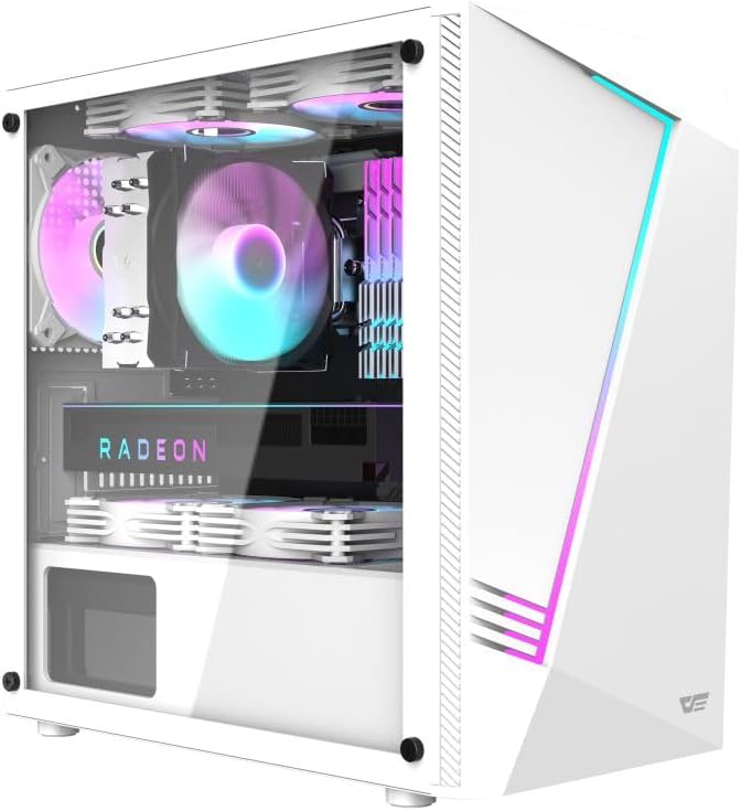 DarkFlash AL390 M-ATX Computer Case, Up to 240mm Radiator & 7x 120mm Fan Support, Tempered Glass Panel, 0.4mm SPCC Material, 3x USB / 3.5mm Audio I/O Ports,| AL390