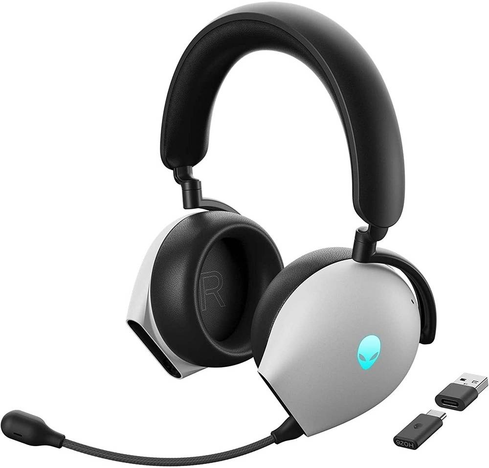 Alienware AW920H Tri-Mode Wireless RGB Gaming Headset, Dolby Atmos Virtual Surround Sound, ANC, AI-Driven NC Microphone, 55H Battery, USB-C Wireless Dongle