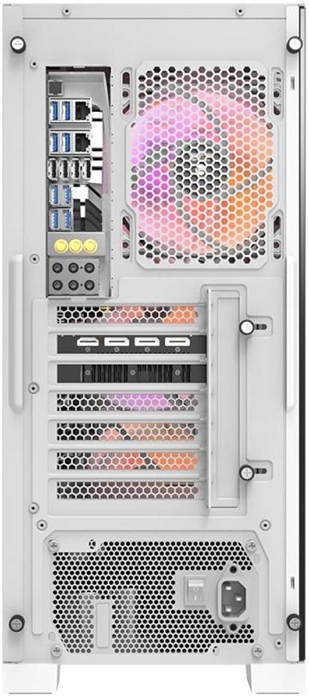 Darkflash DK361 ATX PC Case with 4 RGB Fans, Hexagon Mesh Front Panel, Tempered Glass Side Panel, Supports Up to 6x Fans & 360mm Radiator, I/O with USB 3.0 Port, White | DK361