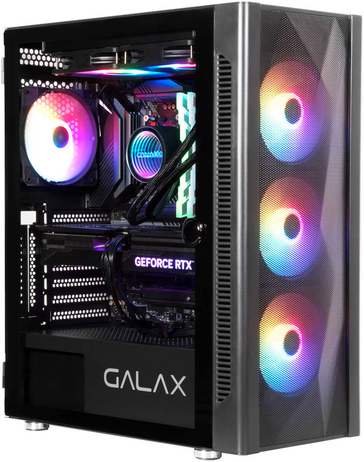 Galax Revolution 06 ATX Mid Tower Case ARGB Airflow Fits Up to 6*120mm Fans 360mm Radiators Gaming Case with USB 3.0/2.0 Interface, Glass Side Panel, Black