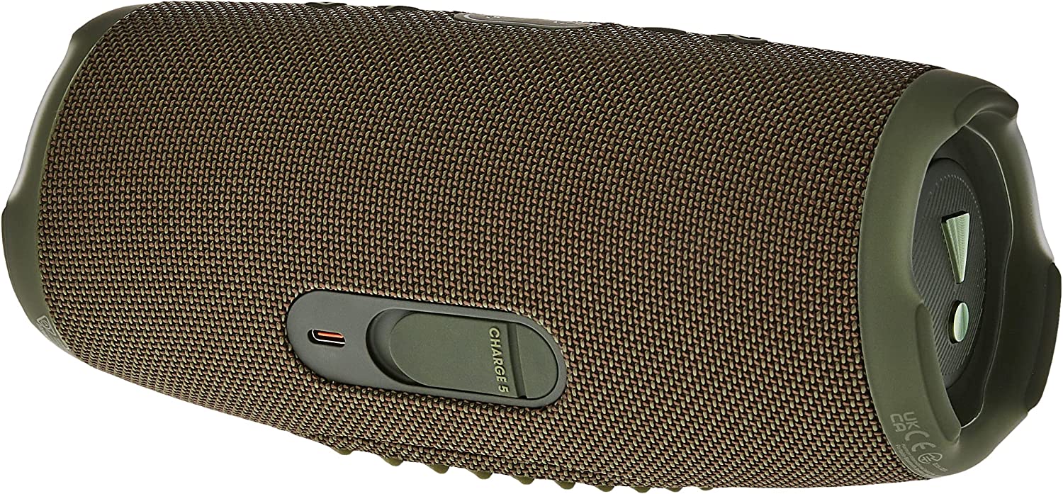 JBL Charge 5 Portable Speaker, Built-In Powerbank, Powerful JBL Pro Sound, Dual Bass Radiators, 20H of Battery, IP67 Waterproof and Dustproof, Wireless Streaming, Dual Connect - Green, JBLCHARGE5GRN