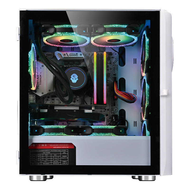 Armaggeddon Tron Holo-3 M-ATX Gaming PC Desktop Computer Case White with Side Tempered Glass Panels with 8 Fan Support (Fans not included)