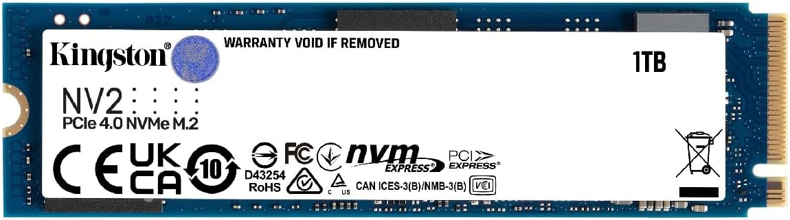 Kingston NV2 1TB PCIe Gen4 NVMe M.2 SSD | SNV2S/1000G 3500MB/s