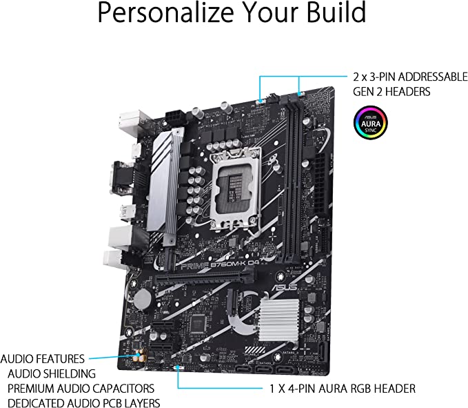 ASUS Prime B760M-K D4, an Intel® B760 LGA 1700 mATX
