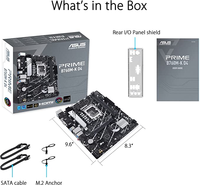 ASUS Prime B760M-K D4, an Intel® B760 LGA 1700 mATX