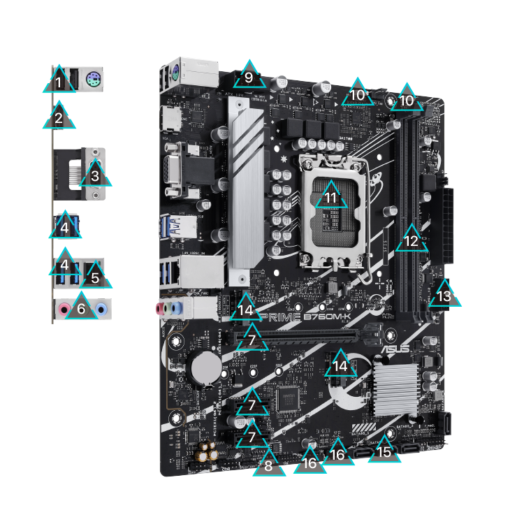 ASUS Prime B760M-K, an Intel® B760 LGA 1700 mATX