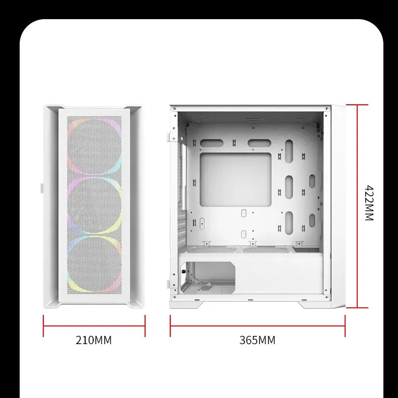 Aurora ATX/M-ATX/ITX Gaming PC Desktop Computer Case Black with Side Tempered Glass Panels with 6 Fan Support