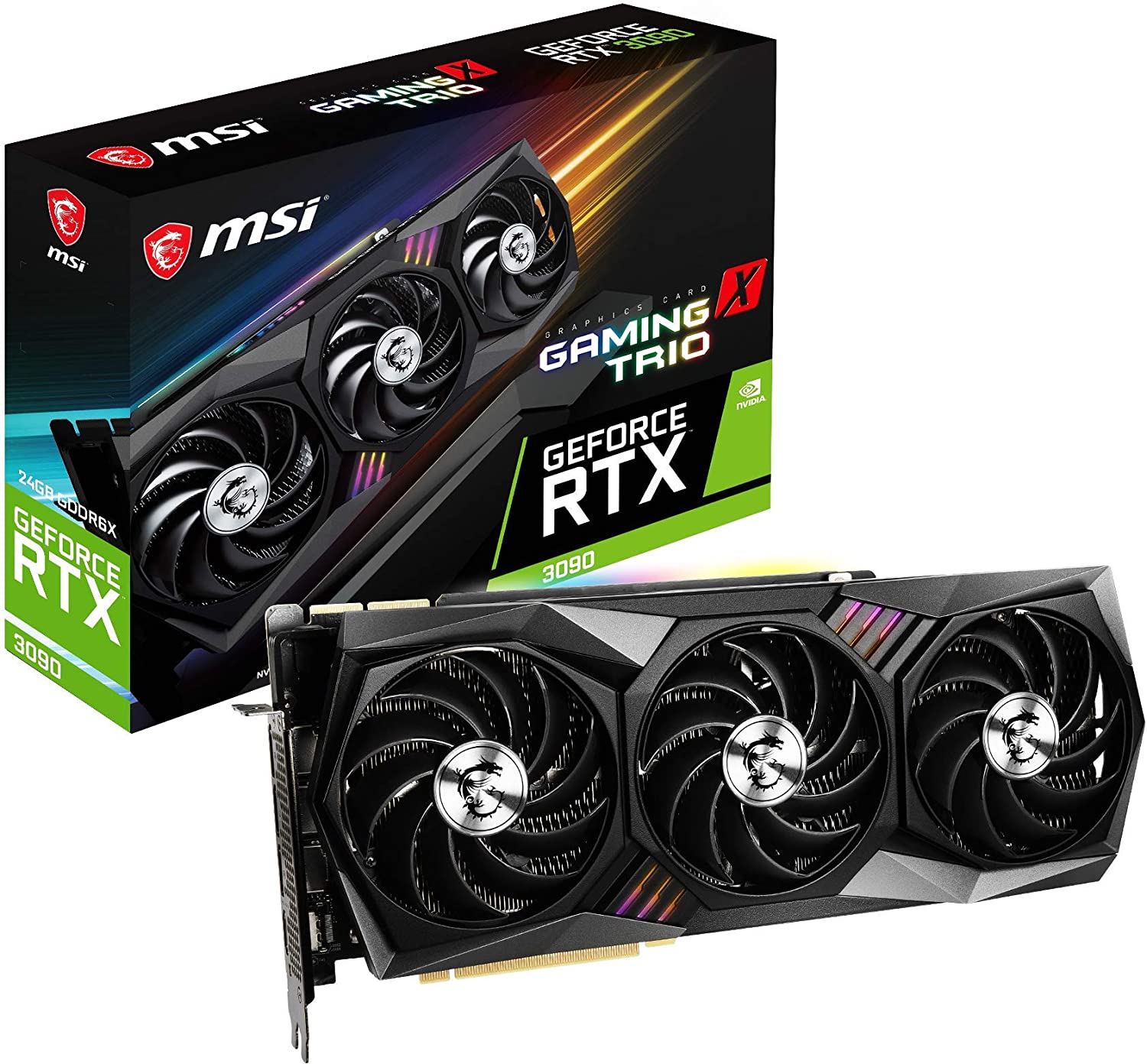 MSI Nvidia Geforce RTX 3090 Gaming X TRIO 24G Graphic Card ( VGA ), 24Gb GDDR6X, 384-Bit, 19.5 Gbps Memory Speed, 1785 Mhz Boost Clock, Pci Express Gen 4 Interface