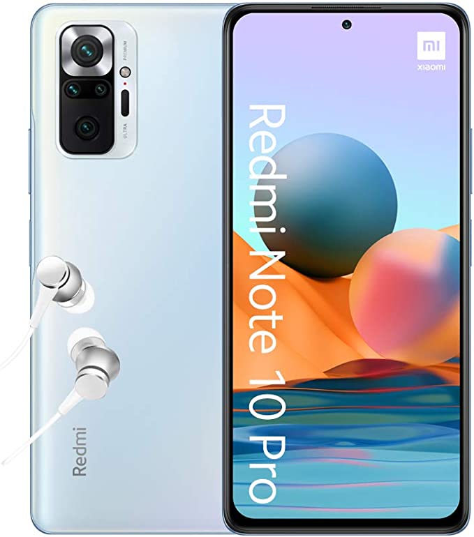 Xiaomi Redmi Note 10 Pro - Smartphone 6+64GB, 6,67” 120Hz AMOLED DotDisplay, Snapdragon 732G, 108MP Quad Camera, 5020mAh, Glacier Blue