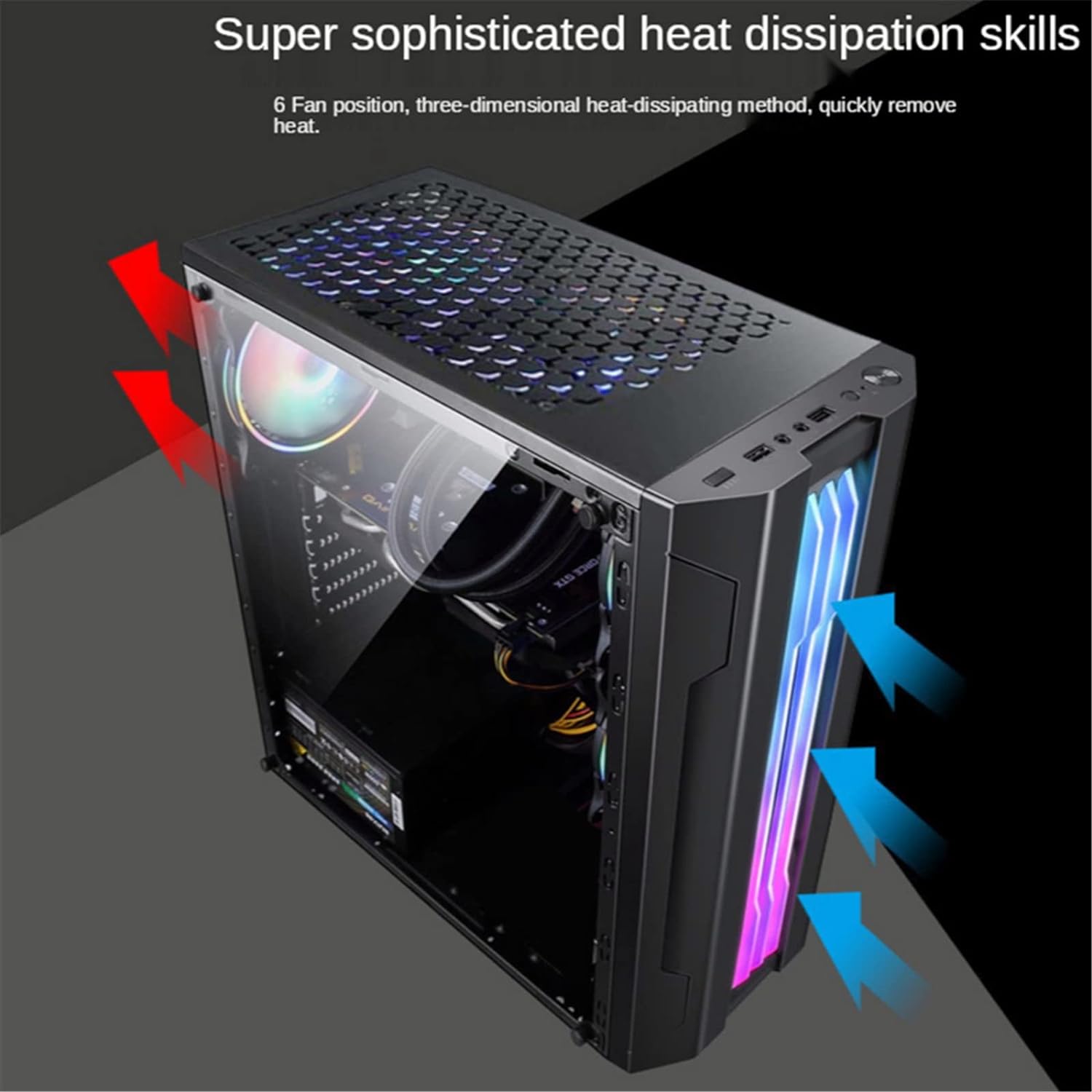 EVESKY ATX/M-ATX/ITX Gaming PC Desktop Computer Case White with Side Tempered Glass Panels with 5 Fan Support