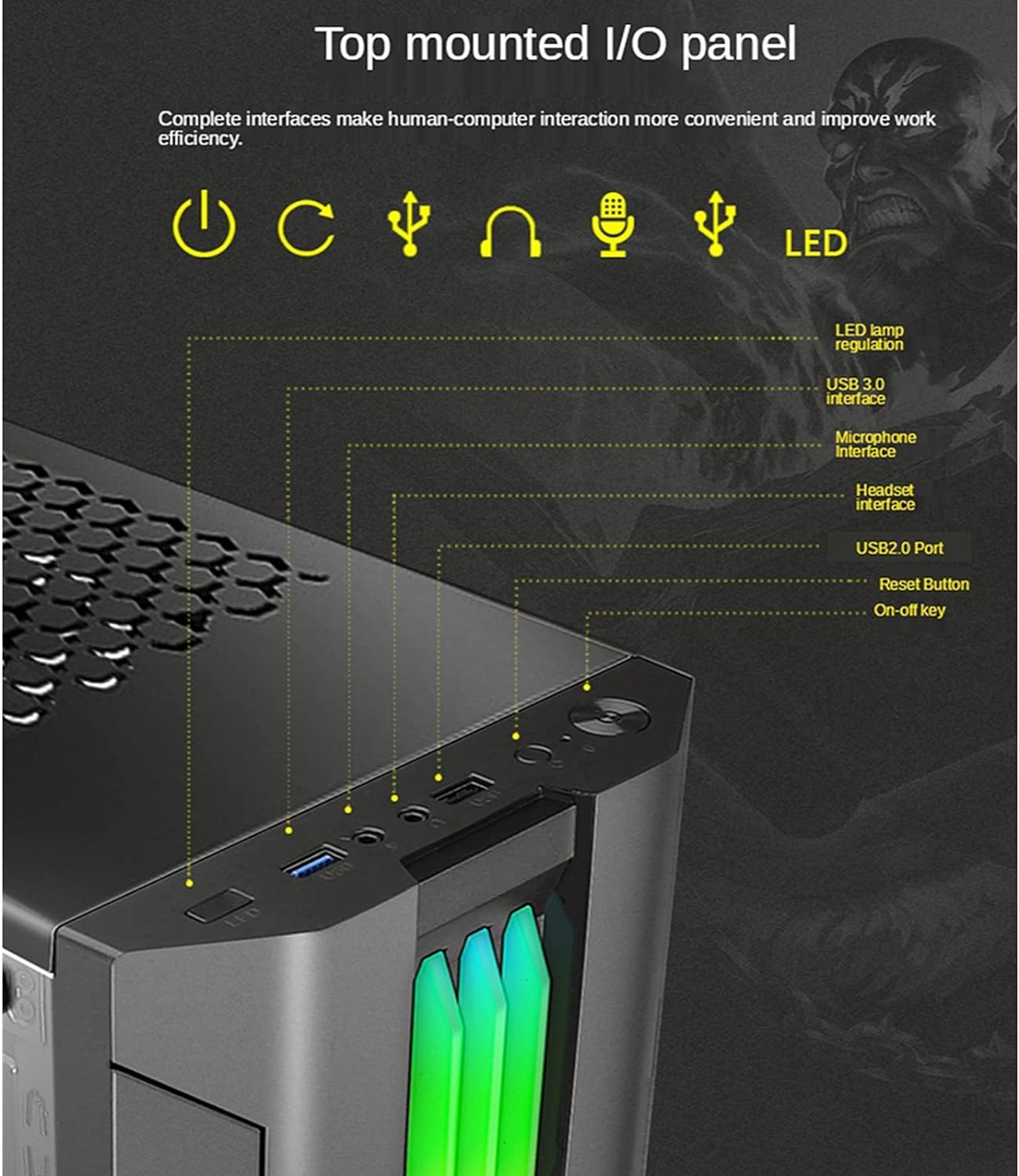 EVESKY ATX/M-ATX/ITX Gaming PC Desktop Computer Case White with Side Tempered Glass Panels with 5 Fan Support