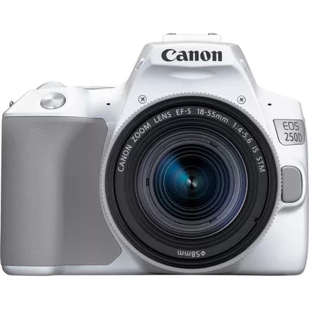 Canon EOS 250D, White and EF-S 18-55mm f/4-5.6 IS STM Lens