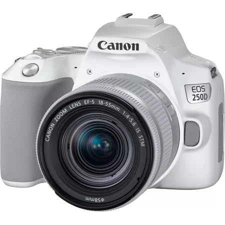 Canon EOS 250D, White and EF-S 18-55mm f/4-5.6 IS STM Lens