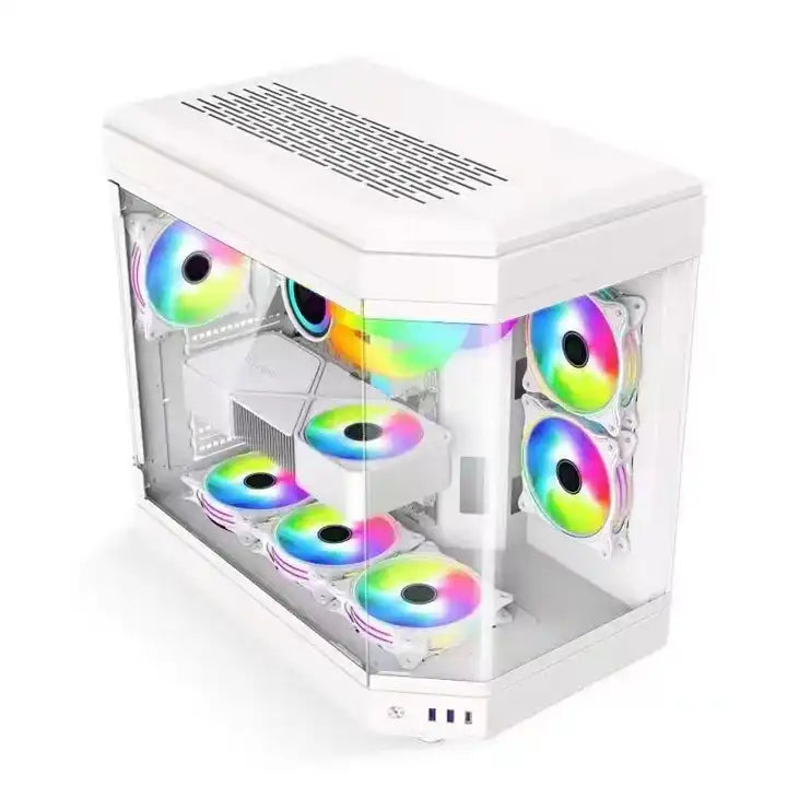 Fish tank desktop computer case supports ATX motherboard 360 water-cooled glass side transparent USB3.0 gaming case White