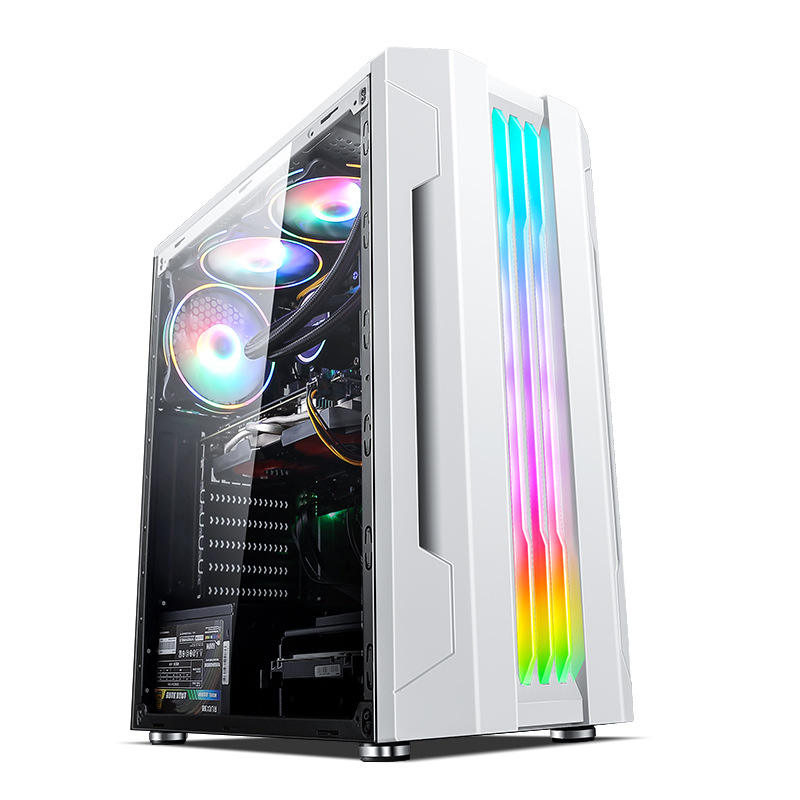 EVESKY ATX/M-ATX/ITX Gaming PC Desktop Computer Case White with Side Tempered Glass Panels with 5 Fan Support