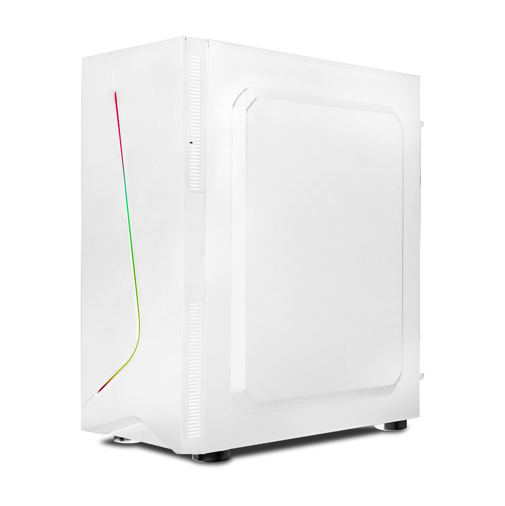 Zenith ATX/M-ATX/ITX  Rainbow LED Gaming PC Desktop Computer Case White with Side Tempered Glass Panels with 3 Fan Support