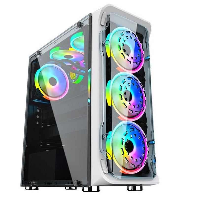 Starship ATX/M-ATX/ITX Gaming PC Desktop Computer Case White with Side Tempered Glass Panels with 6 Fan Support